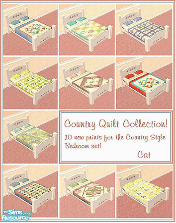 Sims 2 — Country Quilt Collection by cat3cm — A new set of country style quilts for the Country Style Bed White Set. You