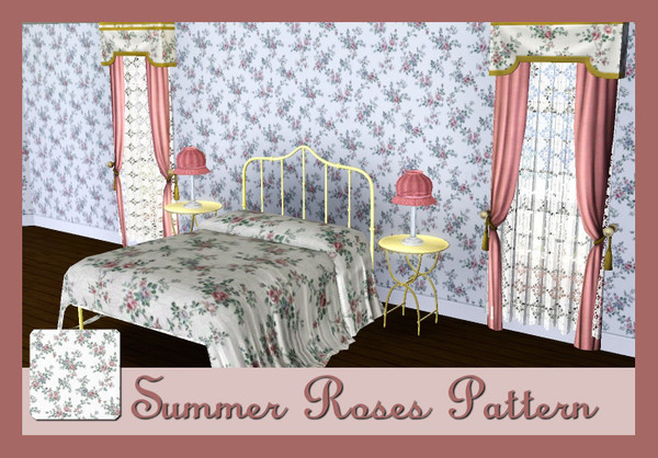 Sims 3 — Summer Roses Pattern by ziggy28 — Summer Roses pattern. Suitable for walls, floors, objects, rugs, fabrics and