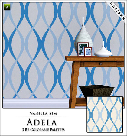 Sims 3 — Adela by Vanilla Sim —  A simple, restful design with gentle, undulating overlapping shaded vertical lines