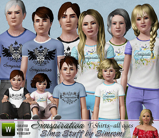 Sims 3 — Simspiration T-Shirts, all ages by simromi — Simspiration issue #1 exlusive T-shirts for all ages.