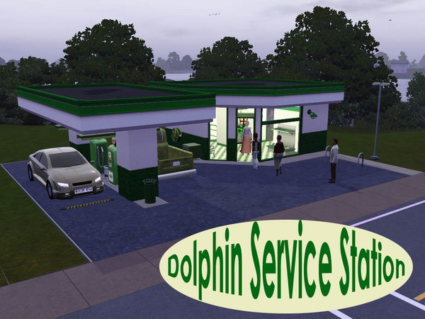 Sims 3 — Dolphin Service Station by comet65 — Cars are like people, then need to ingest to make energy. Why not stop by