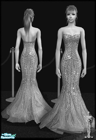 Sims 2 — Oscar Dresses 2008 - Mesh Siluetta Afwidebottomlayeroscardre by Siluetta — Alphaeditable layer at the bottom.