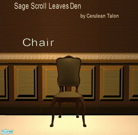 Sims 2 — Sage Scroll Leaves Den - Dining Chair by Cerulean Talon — Beautiful colors and rich deep textures make this