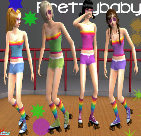 Sims 2 — Rollergirl by pretty_baby — Hello. This is a set of 4 rollergirl inspired outfits for your teen simmie. To use