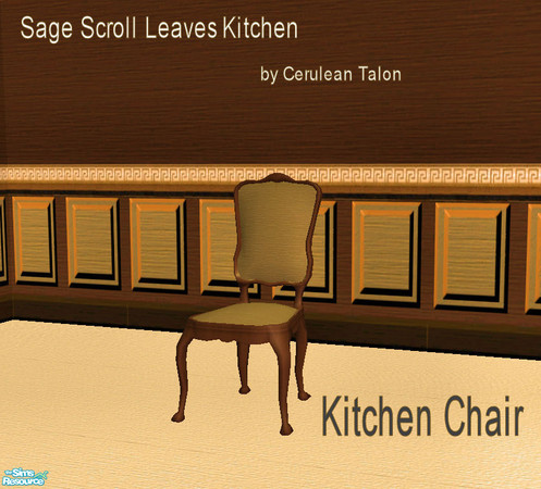 Sims 2 — Sage Scroll Leaves Kitchen - Dining Chair by Cerulean Talon — Beautiful colors and rich deep textures make this