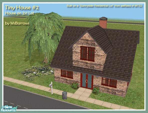 Sims 2 — Tiny House #2 by MsBarrows — A tiny starter home on a very tiny lot! This aged and modest dwelling sits on a
