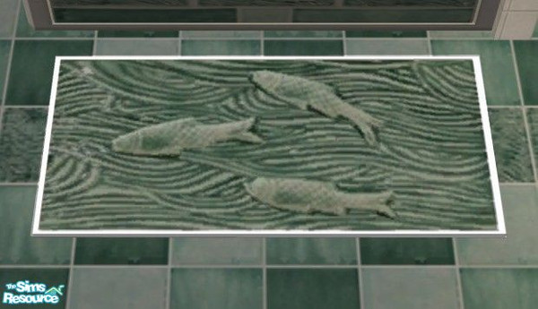 Sims 2 — Pisces Bathroom - Bathmat by Riverwillows — Lovely bathroom in shades of jade, with jade tiles. Base game, no