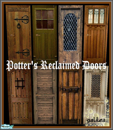 Sims 2 — Potter's Reclaimed Doors by galilea — A lovely set of 8 old, used, slightly abused doors. Rescued from