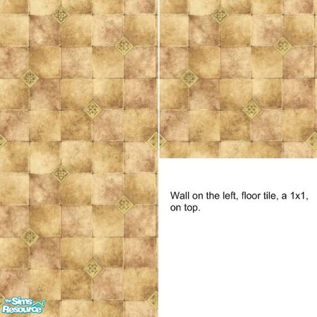 Sims 2 — Tuscan tile set by tamlfra — A seamless wall and floor set, with small diamond accents. I tested this wall, and