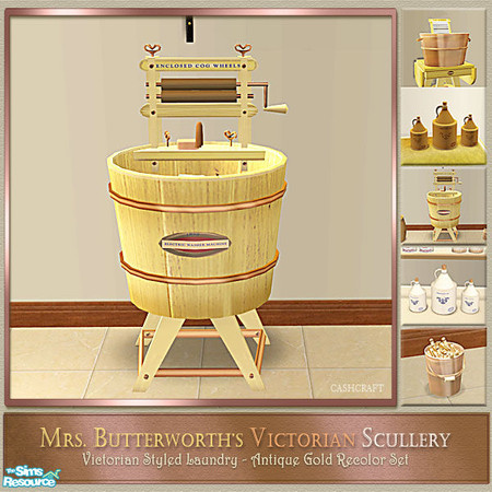 Sims 2 — Mrs. Butterworth's Scullery  Washer by Cashcraft — Set recolor of my Victorian Scullery/Laundry. Mrs.