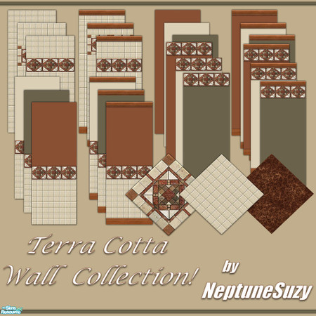 Sims 2 — NSC Wall and Floor Set5 - Terra Cotta by Neptunesuzy — Your Sims will Love this set of Walls and Floors with