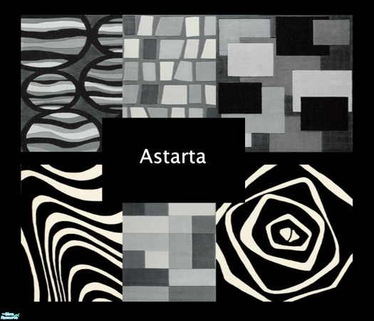 Sims 2 — Black 'n' White rugs by Astarta — These rugs are sort of an extension of all my black and white walls.