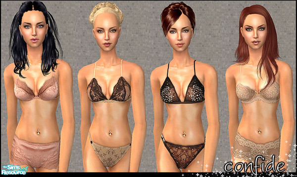 Sims 2 — Whisper by confide — Set of 4 intimates. No EP or mesh required.