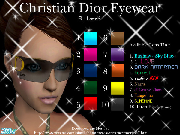 Sims 2 — Christian Dior Eyewear Set ~VER. 1~ by Lanz16 — The Complete set Christian Dior Eye wear Version 1.