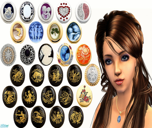 Sims 2 — Necklaces 2 - Lockets by irene_busy — This set has 28 locket necklaces. A locket is a pendant which opens and