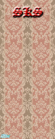 Sims 2 — Damask Wallpaper Set #3 - AL - Coral by 71robert13 — Coral Striped damask wallpaper, Stretch compensated for