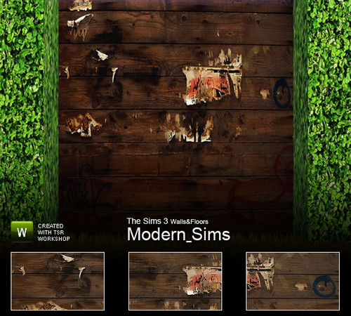Sims 3 — Grunge Wooden Wall SET by Modern_Sims — 