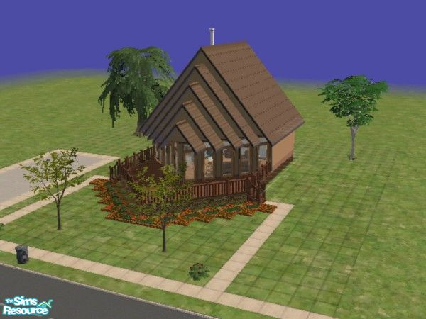 Sims 2 — Hexagon A-Frame by devoted2rusty — This contemporary style 1 bedroom, 1 bath home has an open floor plan.