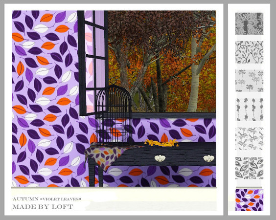Sims 3 — Autumn Violet Leaves by Loft — pattern by Loft