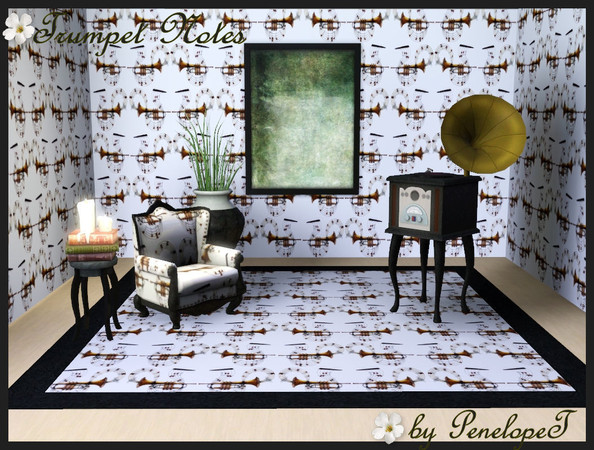 Sims 3 — Trumpet Notes Pattern by PenelopeT — This pattern can be found under the 'Themed' category. Enjoy! ~ PenelopeT