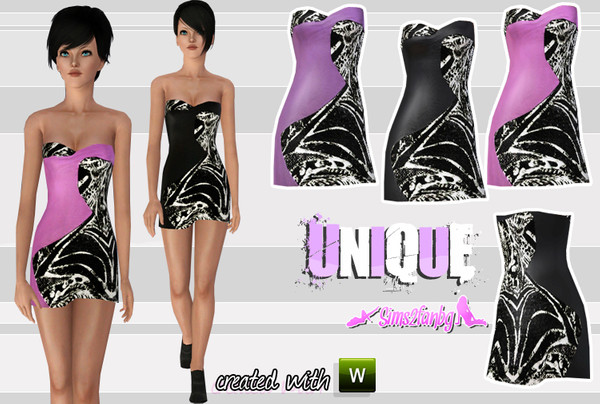 Sims 3 — Unique by sims2fanbg — .:Unique:. Dress in 3 recolors,Recolorable,Launcher and CAS Thumbnail.