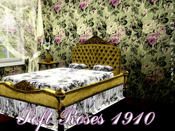 Sims 3 — Soft Roses 1910 by matomibotaki — Lovely looking rose pattern in intensive purple, dark green and light yellow,