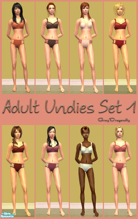 Sims 2 — Adult Undies - Set 1 by GrayDragonfly — First part of a two part set. This set includes 8 recolors of the Adult