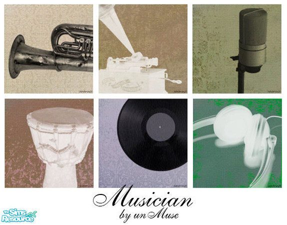 Sims 2 — Musician - art set by undefinedmuse — A set of musically inspired art for your creative sims! Recolor of