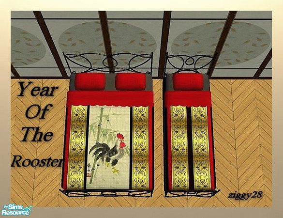 Sims 2 — Year Of The Rooster Bedding by ziggy28 — The sign of the Rooster indicates a person who is hard-working and