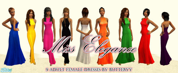 Sims 2 — Miss Elegance Dresses by butteryy — 9 gowns inspired by a dress worn by Leighton Meester.