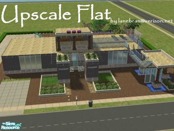 Sims 2 — Upscale flat by Lanebran —  A wonderful one floor home with a roof top romantic spot. Excellent gardening and