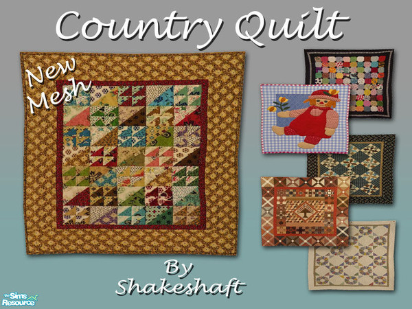 Sims 2 — Country Quilt by Shakeshaft — A set of Country Quilts to hang on the wall, set includes New Mesh and several