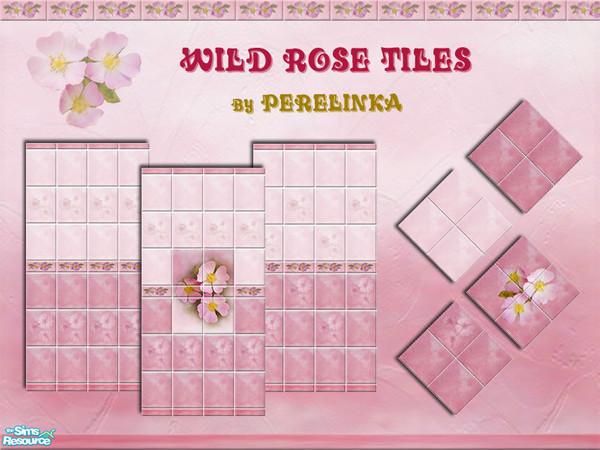 Sims 2 — WILD ROSE tiles set by perelinka — WILD ROSE TILES SET (the last from FLOWERED SERIES).