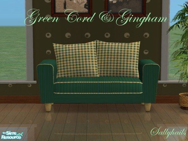 Sims 2 — Green Cord & Gingham Loveseat by sallyhails — Recolour of Shtinky00 and Holysimoly\'s fabulous Arizona