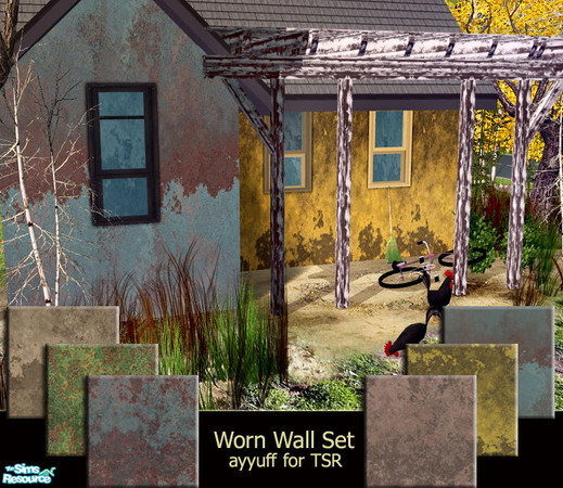 Sims 2 — Worn Wall Set by ayyuff — Cost:2