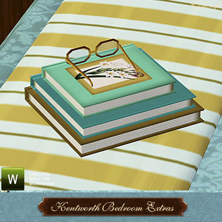 Sims 3 — Kentworth Books by Cashcraft — Three books and reading glasses. Created by Cashcraft exclusively for TSR.