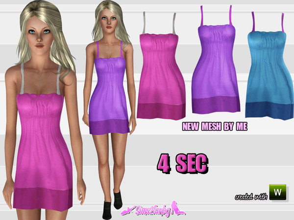 Sims 3 — 4 sec by sims2fanbg — .:4 sec:. Dress in 3 recolors,Recolorable,Custom Mesh by me,Launcher and CAS Thumbnail. I
