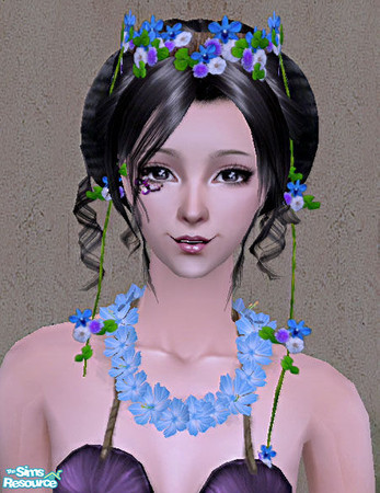 Sims 2 — Flower Wreath Set - Blueorchid by Daislia — A set of 4 wreathes as accessories for your AF and EF sims to enjoy!