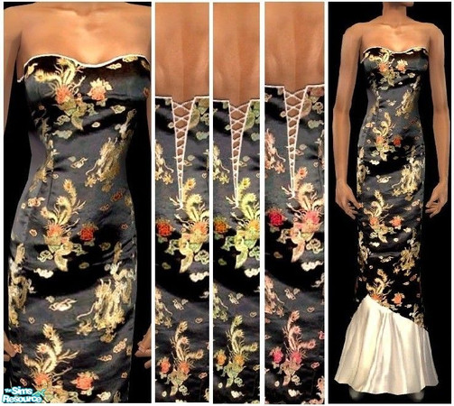 Sims 2 — JPtfformal3 by juttaponath — Chinese silk dress for teens. No mesh or expansion pack required.