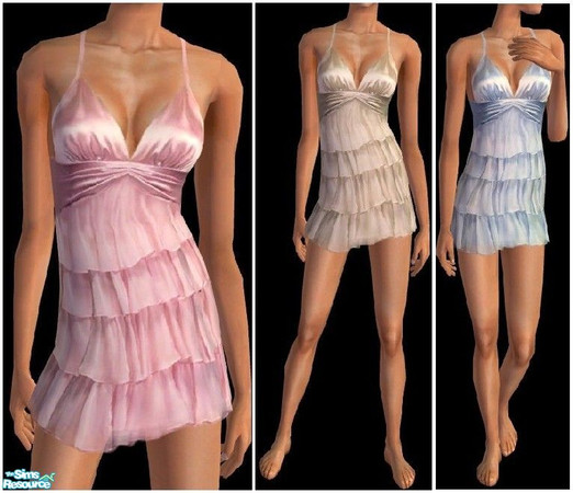 Sims 2 — JPayafpjs13 by juttaponath — Ruffle nightie for adults and young adults. No mesh or expansion pack required.