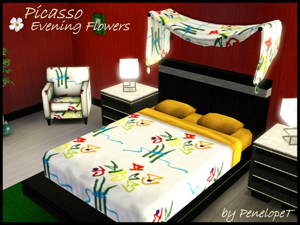 Sims 3 — Picasso Evening Flowers Pattern by PenelopeT — Pattern can be found under the 'Abstract' category. Enjoy! ~
