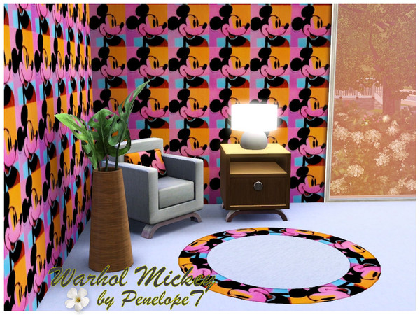 Sims 3 — Mickey Mouse Warhol Pattern by PenelopeT — This multi use pattern can be found under the 'Themed' category.