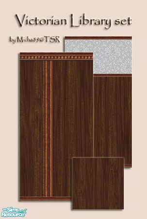 Sims 2 — Victorian Library set by micha89 — set of 2 victorian panels & matching floor.