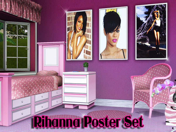 Sims 3 — Rihanna Poster Set by TSR Archive — This set contains three Rihanna paintings! Please enjoy!