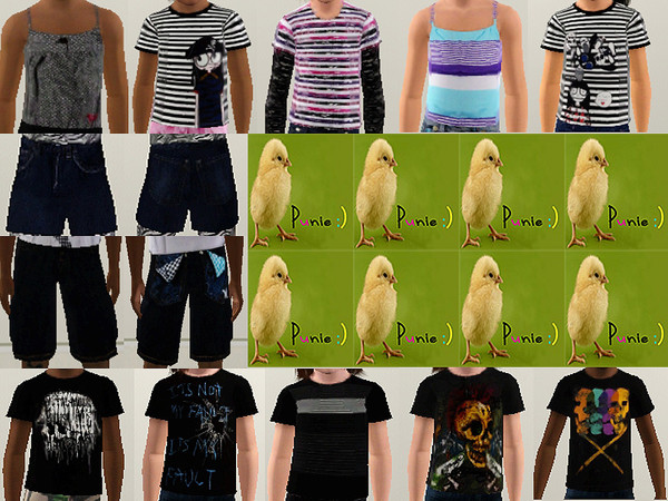 Sims 3 — punie kids group 6 by punie — 5 girl tops, 5 boy tops 1 girl bottom, 1 boy bottom I hope you enjoy! 