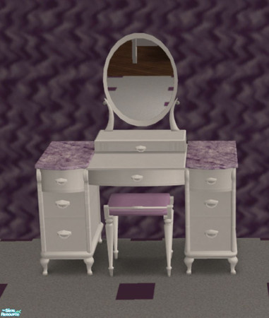 Sims 2 — Purple room -Dressing Table by elainearora — A dreamy dressing table in cream with light purple accents makes