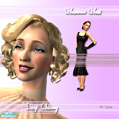 Sims 2 — Glamour Gloss - Deep Cherry by Yssa — Lipgloss for both genders. Other colors are Plum, Rose and Red Chocolate.
