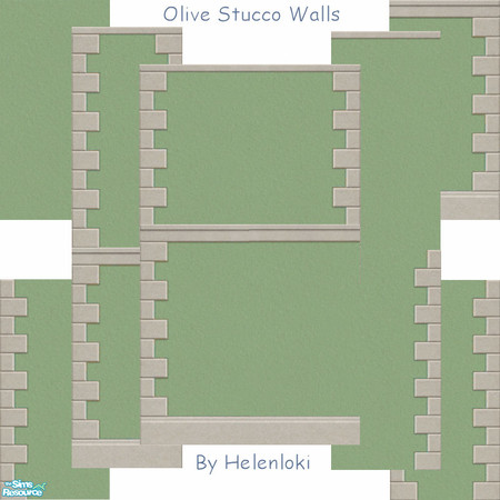 Sims 2 — Olive Stucco Walls by Helenloki — Olive stucco walls