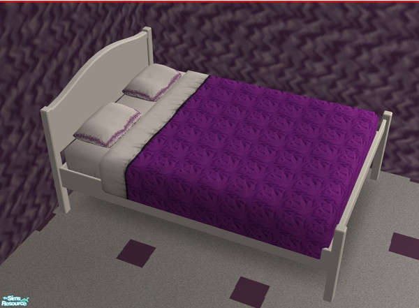Sims 2 — Purple room - Bed by elainearora — A lovely cream bed with purple and cream linen for the perfect night's sleep