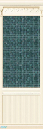 Sims 2 — jsf2CreamDarkTurquoiseTiles by jsf — Cream colored, wainscotted, carved, and pillared panels hold various